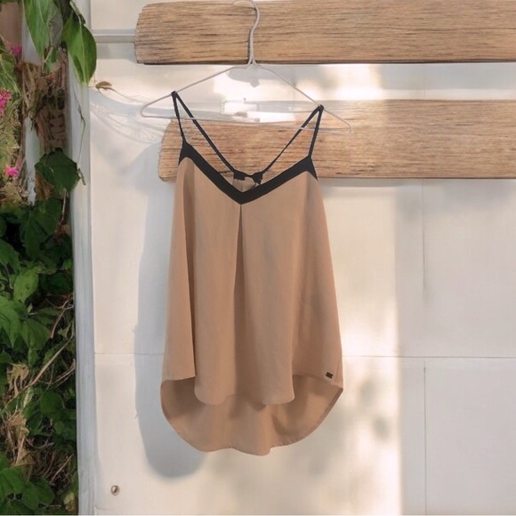 Monk & Lou Womanʻs Tan and Black tank top size Medium.  Spaghetti straps - Picture 1 of 9